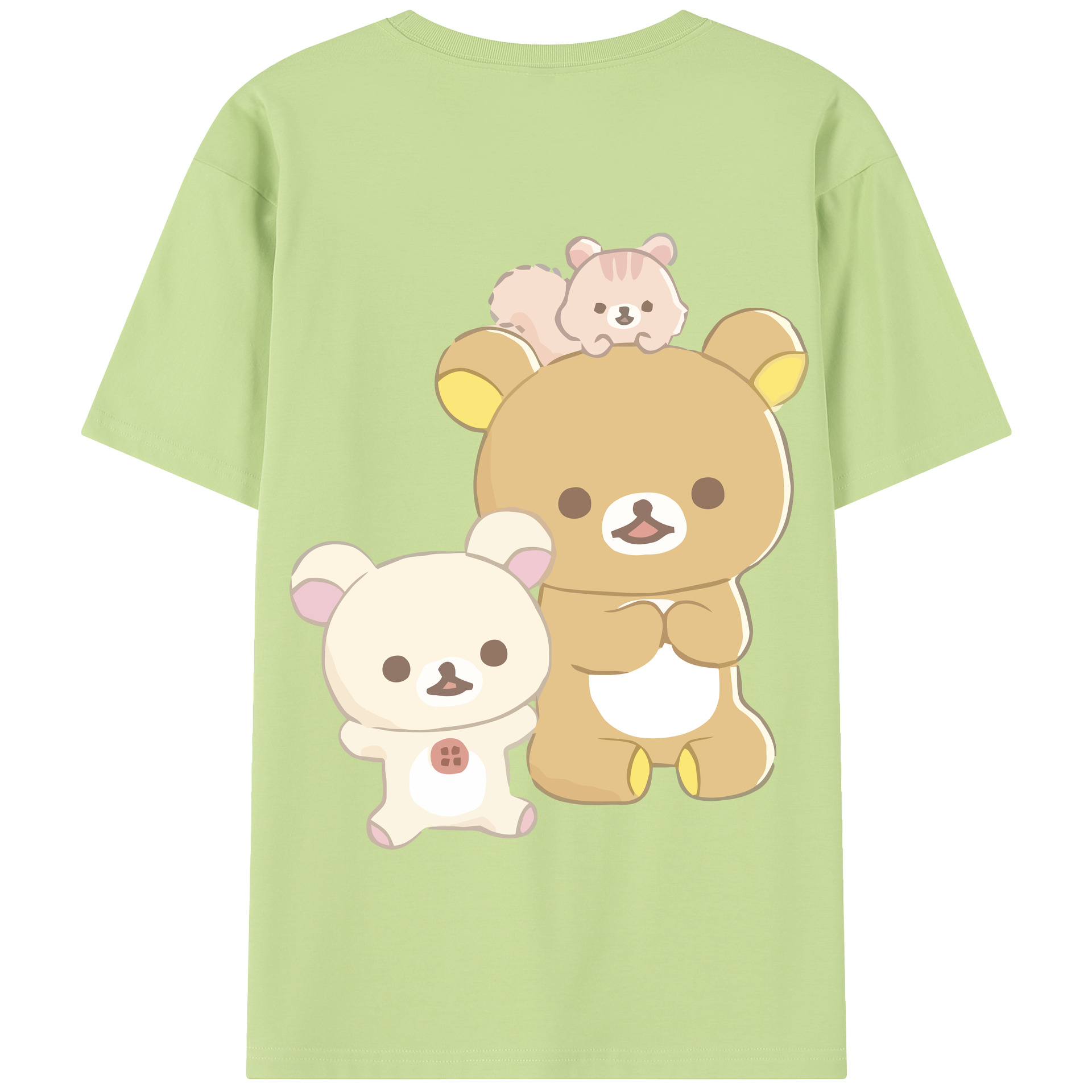（画像用） リラックマ リラックマ キイロイトリ Rilakkuma Korilakkuma Kiiroitori 綿100％半袖Tシャツ（背面プリント）